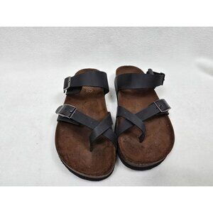 Mountain Sole Womens Leather Sandals Size 9 EU 40.5 Black & Brown